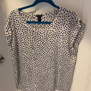 Ann Taylor white with black polka dots blouse